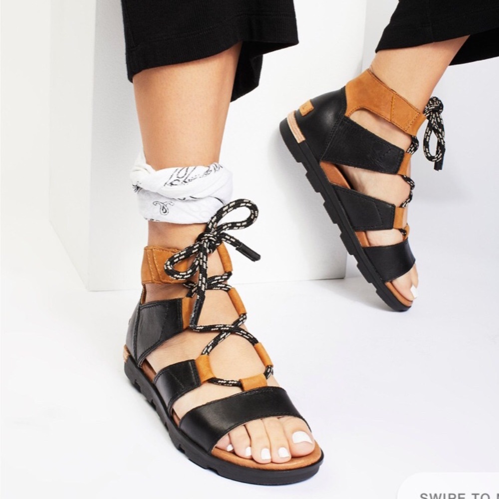 Free people Torpeda Sorel Lace Up Leather Sandals